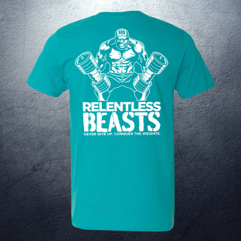 Relentless Beasts Turquoise 'Beast Man' T-Shirt Back Print