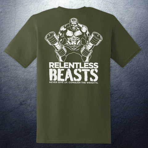 Relentless Beasts Military Green 'Beast Man' T-Shirt back Print