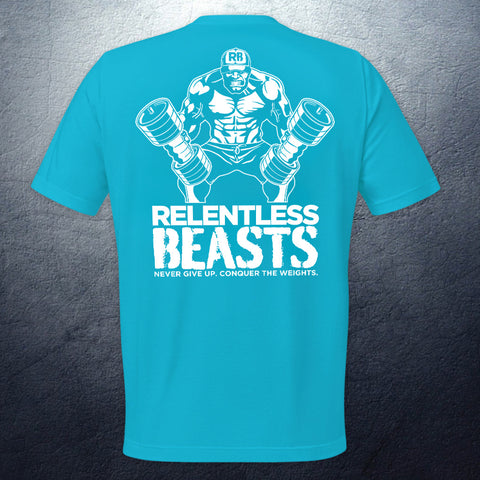 Relentless Beasts Bright Light Blue 'Beast Man' T-Shirt Back Print