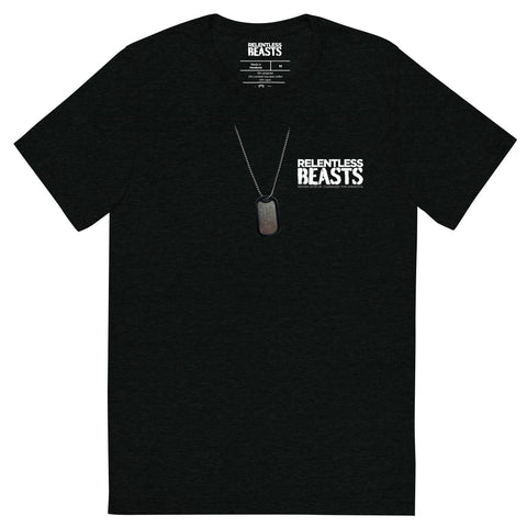RELENTLESS BEASTS Bodybuilding & Gym Wear Black 'Dog Tag' T-Shirt Front Print