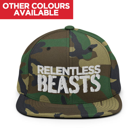 RELENTLESS BEASTS 'Original Logo' Bodybuilding & Gym Wear Snapback Camouflage Cap