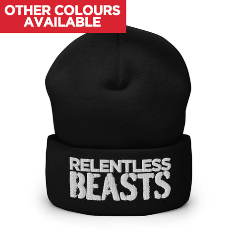 RELENTLESS BEASTS 'Original Logo' Bodybuilding, Strongman & Gym Wear Black Beanie Hat