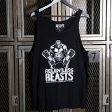 RELENTLESS BEASTS Bodybuilding & Gym Wear Black Vest Front Print