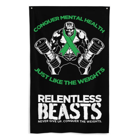 The RELENTLESS BEASTS 'Mental Health Awareness' Flag Black