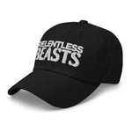 RELENTLESS BEASTS 'Original Logo' Bodybuilding & Gym Wear Black Cap Hat 3/4 View