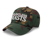 RELENTLESS BEASTS 'Original Logo' Bodybuilding & Gym Wear Camouflage Cap Hat 3/4 View