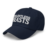 RELENTLESS BEASTS 'Original Logo' Bodybuilding & Gym Wear Navy Blue Cap Hat 3/4 View