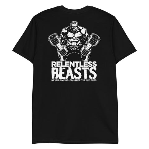 RELENTLESS BEASTS Bodybuilding & Gym Wear Black T-Shirt Back Print