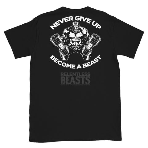 RELENTLESS BEASTS Bodybuilding & Gym Wear Black 'Become a Beast' T-Shirt Back Print