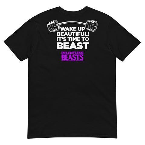 RELENTLESS BEASTS 'Wake Up Beautiful' Black T-Shirt Back Print Design