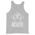 RELENTLESS BEASTS Bodybuilding & Gym Wear Light Grey Vest Front Print