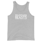 RELENTLESS BEASTS 'Original Logo' Bodybuilding & Gym Wear Light Grey Vest Front Print