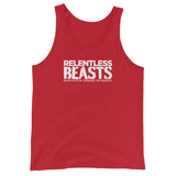 RELENTLESS BEASTS 'Original Logo' Bodybuilding & Gym Wear Red Vest Front Print