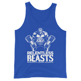 RELENTLESS BEASTS Bodybuilding & Gym Wear Royal Blue Vest Front Print