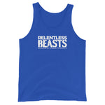 RELENTLESS BEASTS 'Original Logo' Bodybuilding & Gym Wear Royal Blue Vest Front Print